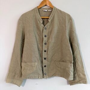 CP Shades Irish Linen Vintage Button Mandarin Collar Women’s Jacket Size Large